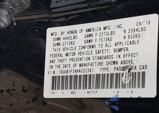 19UUB1F34HA002361: 42340967