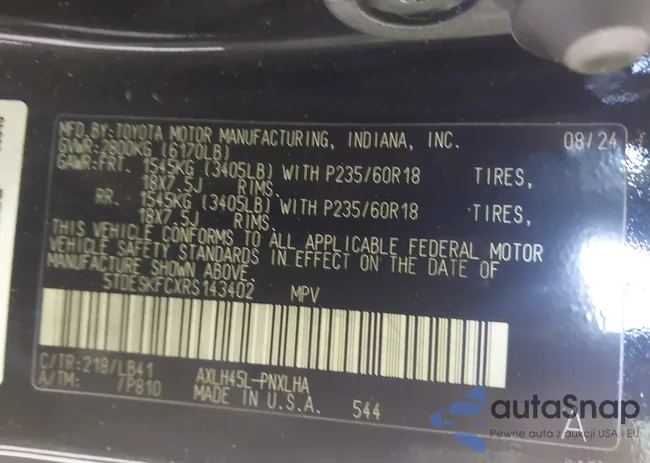 5TDESKFCXRS143402: 42341005