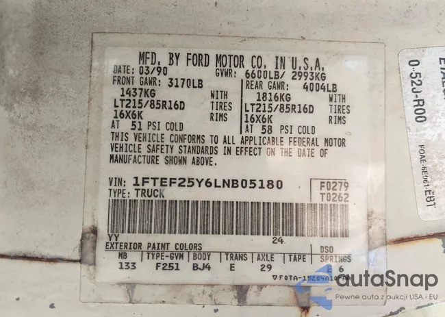 1FTEF25Y6LNB05180: 42342157