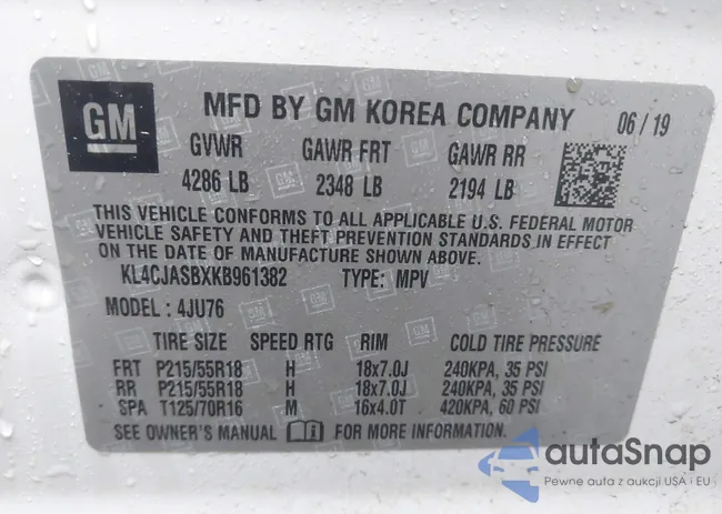 KL4CJASBXKB961382: 42342383