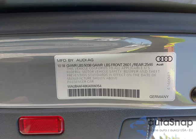 WAUB4AF48KA006054: 42342405