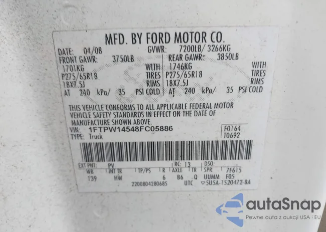 1FTPW14548FC05886: 42342447