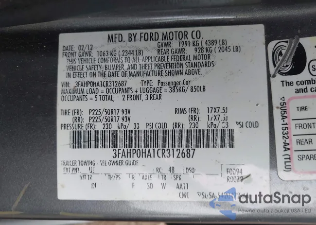 3FAHP0HA1CR312687: 42342538