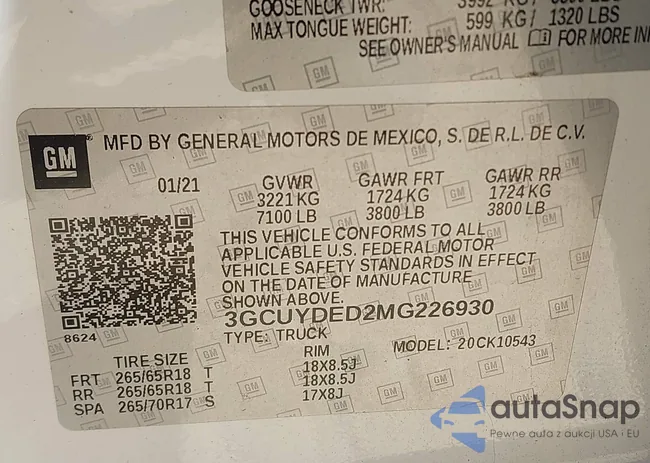 3GCUYDED2MG226930: 42342557