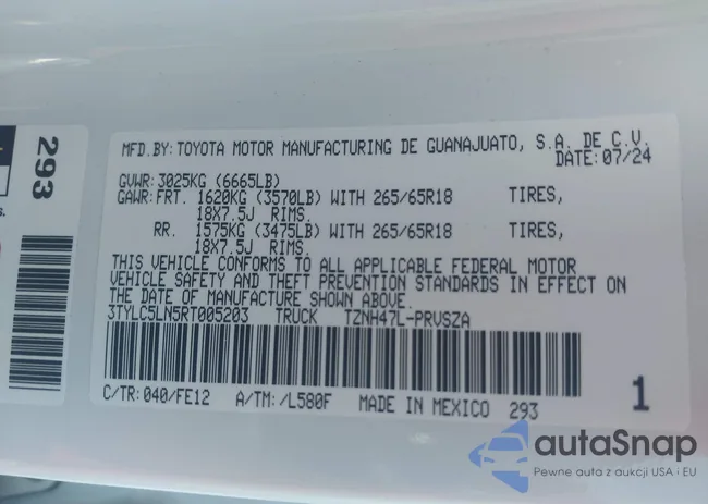 3TYLC5LN5RT005203: 42342677