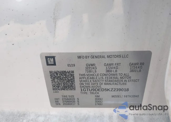 1GTU9DED5KZ239018: 42342011