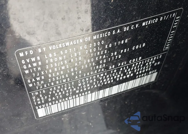 3VV2B7AX1KM083608: 42343384