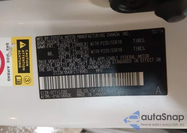 2T2ZK1BA9FC178965: 42343613