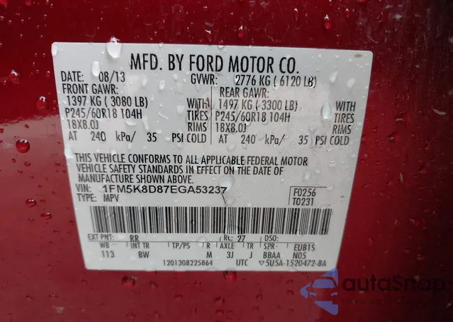 1FM5K8D87EGA53237: 42342779