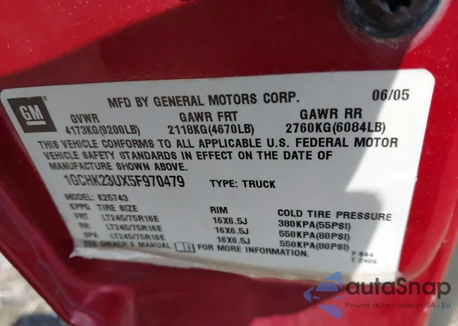 1GCHK23UX5F970479: 42342835