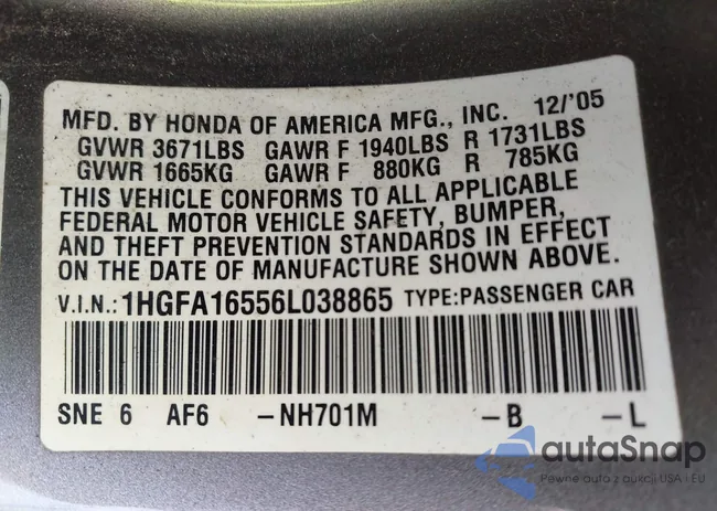 1HGFA16556L038865: 42344144