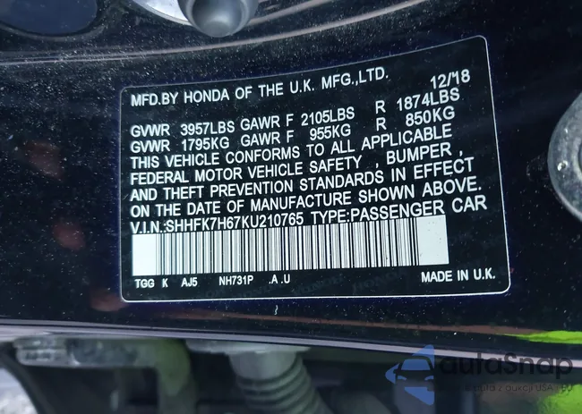 SHHFK7H67KU210765: 42344208