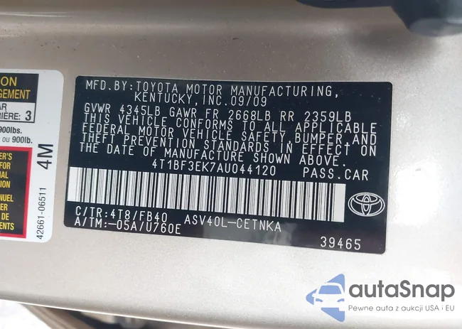 4T1BF3EK7AU044120: 42344280