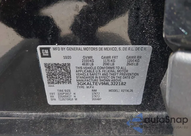 3GKALTEV9ML322182: 42344447