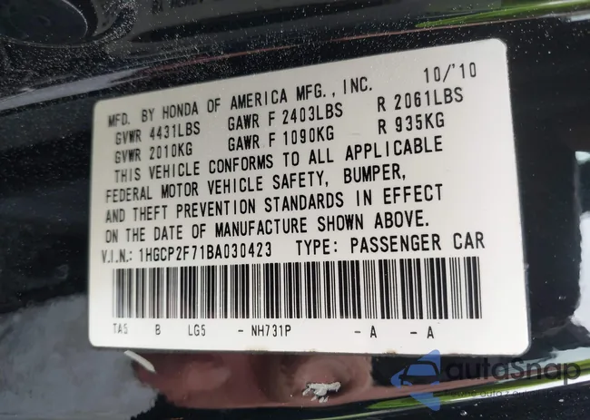 1HGCP2F71BA030423: 42344496