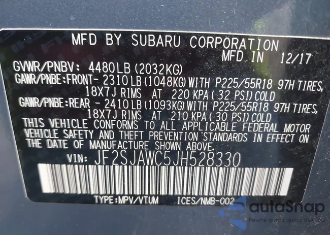 JF2SJAWC5JH528330: 42344618