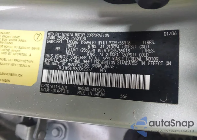 JTJHW31UX60042332: 42344029