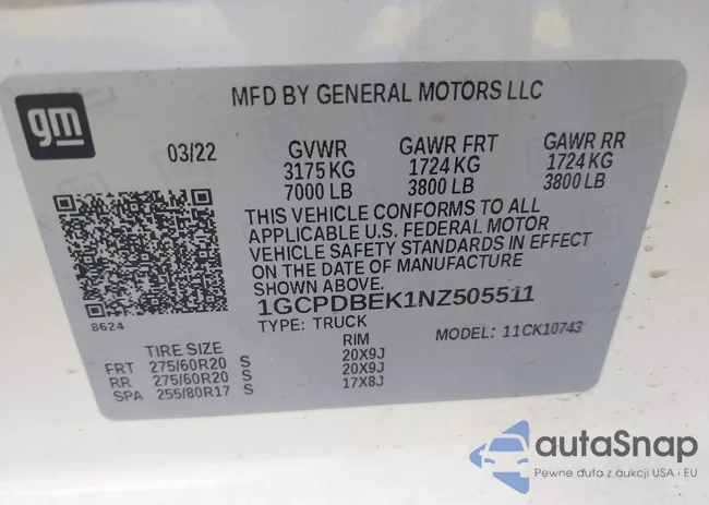 1GCPDBEK1NZ505511: 42345207