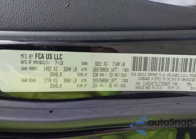 1C4SDHCT3JC359425: 42345384