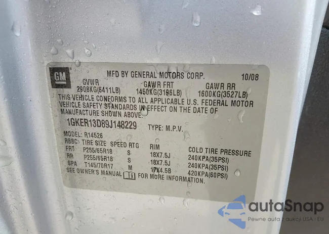 1GKER13D89J148229: 42345463