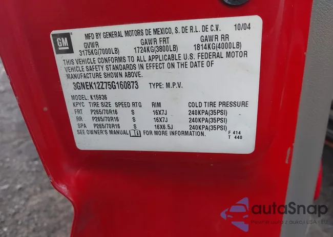 3GNEK12Z75G160873: 42345526