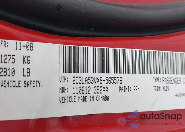 2C3LA53VX9H565576: 42345532