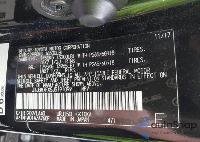 JTJBM7FX5J5191099: 42345644