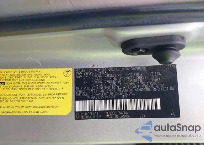 2T2GA31U25C042404: 42346222