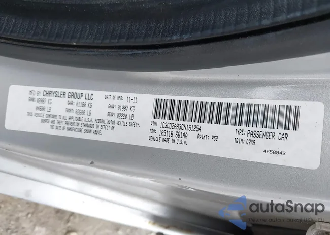 1C3CDZAB3CN151254: 42346457