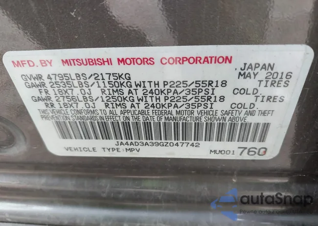 JA4AD3A39GZ047742: 42346675