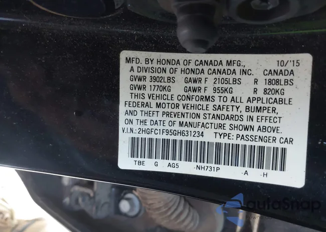 2HGFC1F95GH631234: 42345773