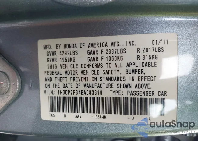 1HGCP2F34BA083310: 42345928