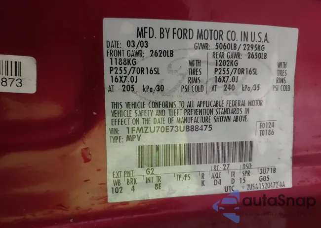 1FMZU70E73UB88475: 42346025