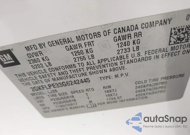 2GKFLPE33G6242445: 42346061