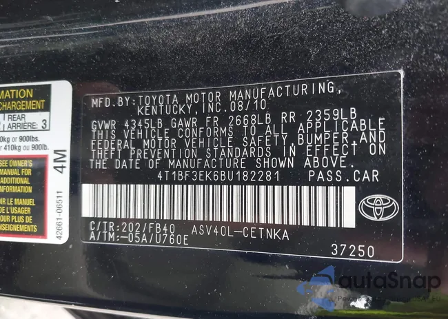 4T1BF3EK6BU182281: 42347434