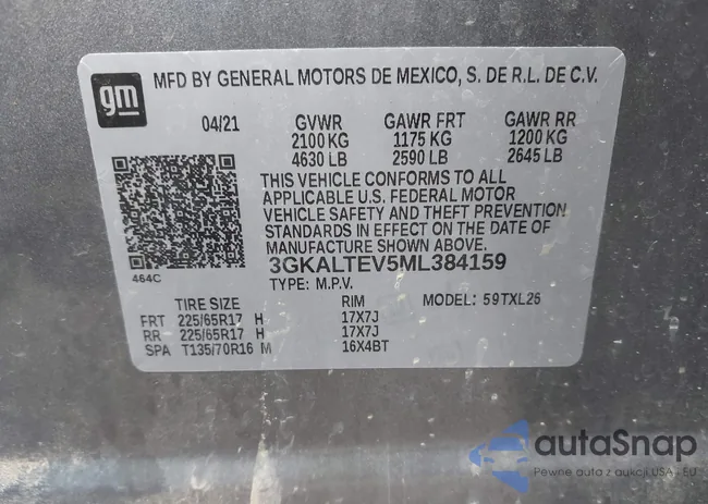 3GKALTEV5ML384159: 42347538