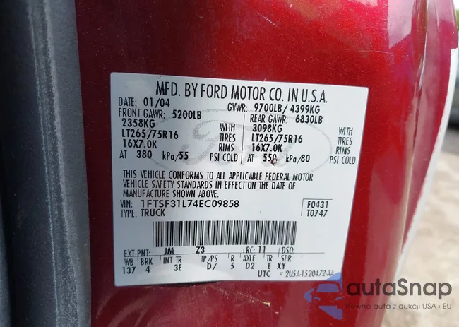 1FTSF31L74EC09858: 42346758