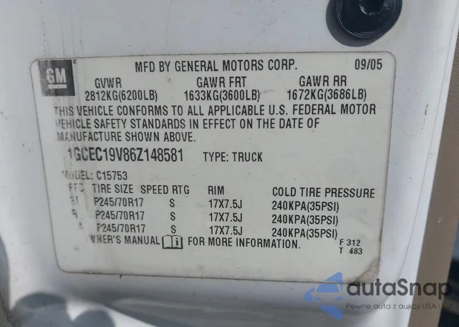 1GCEC19V86Z148581: 42346894