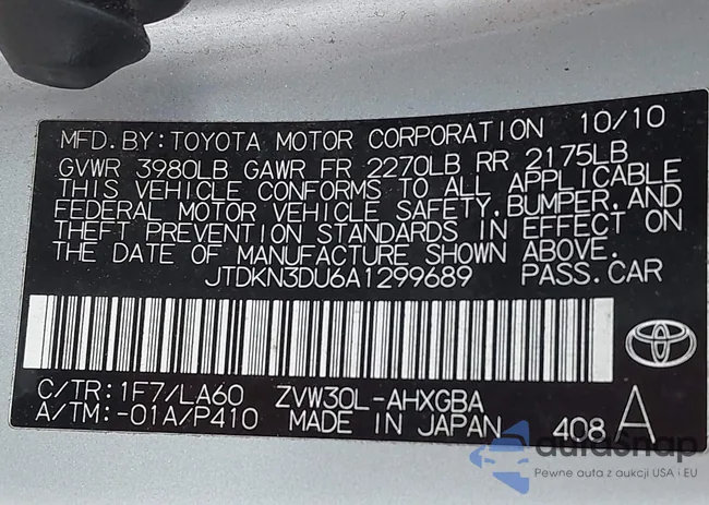 JTDKN3DU6A1299689: 42346895