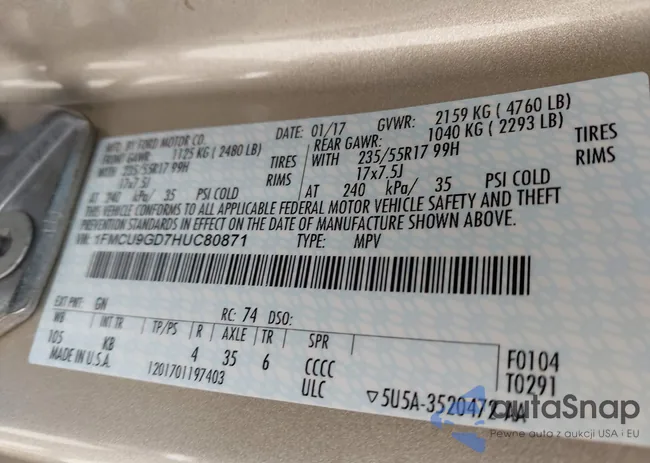 1FMCU9GD7HUC80871: 42346961