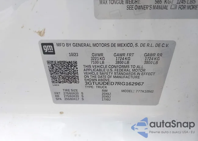 3GTUUDED7RG162967: 42348200