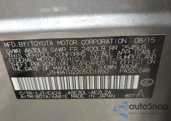 JTHBA1D22G5001850: 42348471