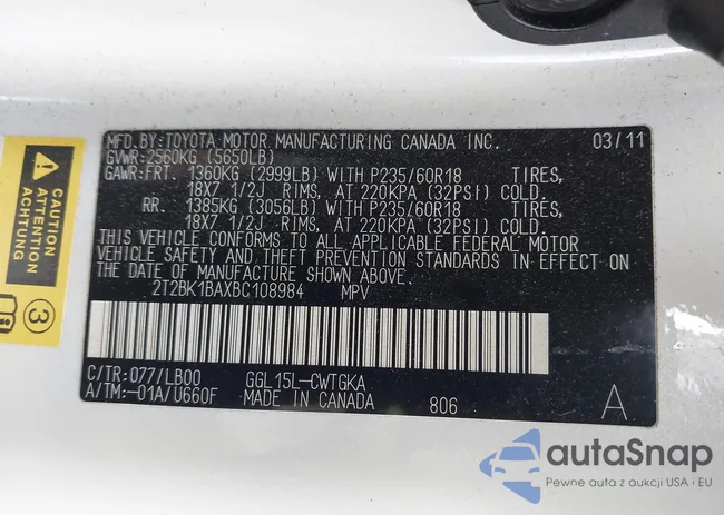 2T2BK1BAXBC108984: 42348525