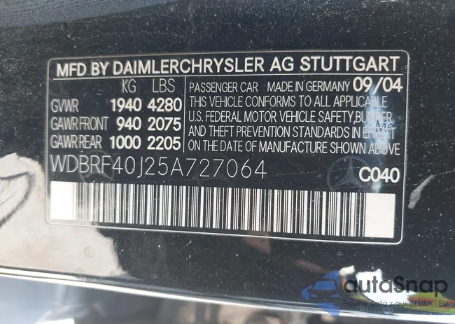 WDBRF40J25A727064: 42348014