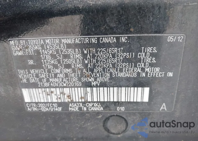 2T3BF4DV3CW220169: 42348878