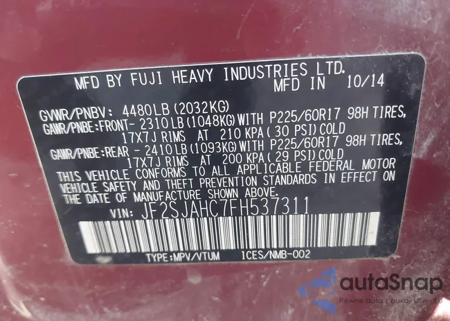 JF2SJAHC7FH537311: 42348926