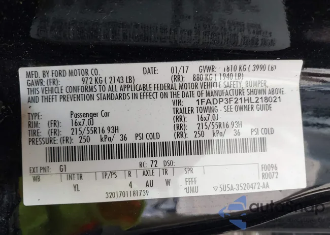 1FADP3F21HL218021: 42350231