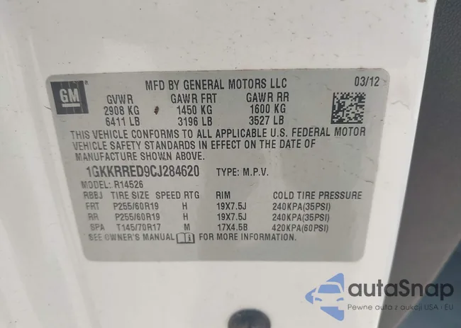 1GKKRRED9CJ284620: 42350419