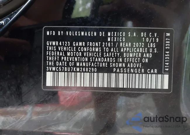 3VWC57BU7KM268290: 42350609