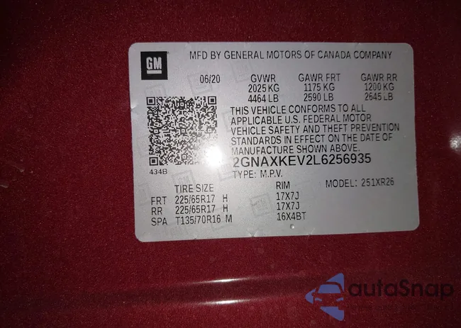 2GNAXKEV2L6256935: 42350640